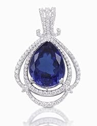 18K White Gold Tanzanite and Diamond Pendant -- LIFETIME WARRANTY
