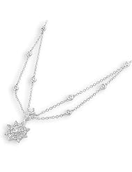 (X1000Diamond) 18K/750 White Gold Snowflaw with Bezel Setting Diamond Necklace (0.20 cttw, G-H Color, VS2-SI1 Clarity, 16"+1.5")