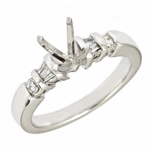 0.28ct 14k White Gold Diamond Semi Mount Engagement Setting Ring (SI Clarity, GH Color)