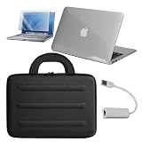 Premium Skque Clear Hard Plastic Crystal Case + 11.6 Inch Screen Protector + USB to RJ45 LAN Ethernet Network Adapter + 11.6 Black EVA (Ethylene-Vinyl Acetate) Carrying Case for Apple MacBook Air 11.6