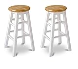 2 Natural White 24" Custom Specialty Barstools with Natural Finish Seats!