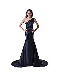 Fall One Shoulder Satin Empire   Waistline Evening Dress  with a Brush/Sweep Train 
