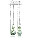 Swarovski Rivoli Drop Peridot Green Crystal, Dangle Threader Earring, Sterling Sliver (3151)
