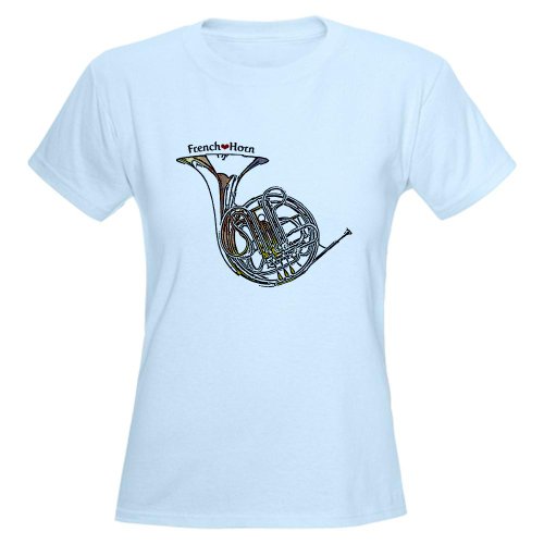 French Horn Women's Pink T-Shirt Music Women's Light T-Shirt by CafePress - L Light Blue