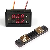 DROK&reg; Digital Voltage Current Tester Voltmeter Ammeter Multimeter DC 0-100V/50A Volt Amp 2in1 Volt Ampere Panel Meter Red/Red LED Display Amperage VA Gauge Monitor with Shunt Car Motorcycle etc