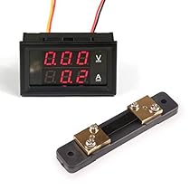 DROK Digital Voltage Current Tester Voltmeter Ammeter Multimeter DC 0-100V/50A Volt Amp 2in1 Volt Ampere Panel Meter Red/Red LED Display Amperage VA Gauge Monitor with Shunt Car Motorcycle etc
