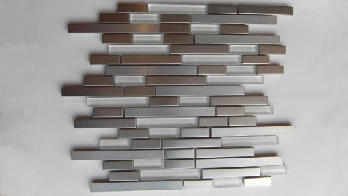 Click To Glass and stainless steel mosaic tile for backsplash or bathroom glass tile project Details... Glass and stainless steel mosaic tile for backsplash or bathroom glass tile project