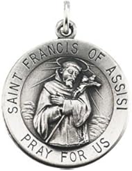 St. Saint Francis of Asissi Of Assisi Medal Pendant 14K Gold White R16315