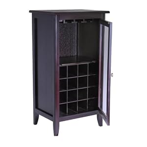 Winsome Wood Wine Cabinet with Glass Door, Espresso