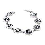 Antiqued Sterling Silver OM Absolute Aum Symbol Yoga Bracelet 7