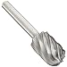 PFERD Cylindrical Carbide Bur, Clog-Resistant, Uncoated (Bright) Finish, Single Cut, Radius End