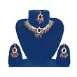 Indian Jewelry Kundan Style Necklace Set and Earring in Antique Finish Gold and Beads-4pc Set(Brand New) Free Shipping ~ Mogul Interior