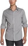 Ben Sherman Men's Shearwater Long Sleeve Woven Shirt,Grey,Small