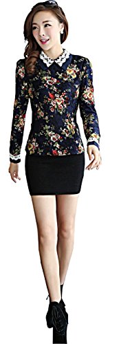 ブラウス 花柄 シャツ 長袖 華やか セクシー レース デート パーティ カジュアル キュート エレガンス レディース 秋物 冬物 可愛いスカーフ付き R494