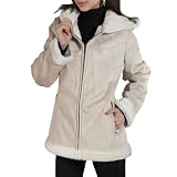 BGSD Women's Faux Shearling Parka Jacket with Hood in Alabaster or Chocolate