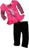 Young Hearts Baby-Girls Infant Peace Pant Set, Pink Doll, 24 Months