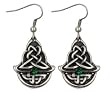 Celtic Emerald Earrings - Pewter- 1'' Height