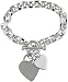 Oval Link Heart Charm Bracelet in Sterling Silver