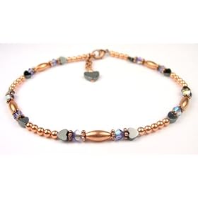 February Amethyst Handmade Copper Birthstone Beaded Anklets by Amethyst Anklets