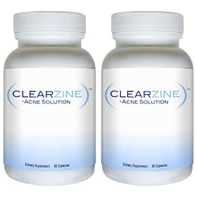 ClearZine (2 Bottles) - The Top Rated Acne Treatment Pill. Eliminates Blotchiness, Redness, Blackheads and Zits