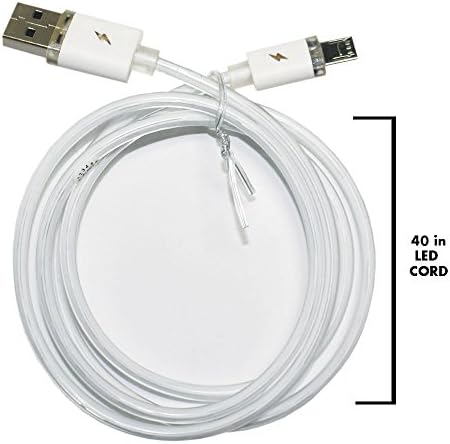 Led USB Cable, (3.4 Ft) Sync and Charge Cable Connectors for Android (40") [12 Month Warranty] (White)