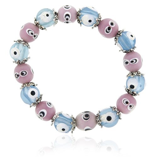 Pink And Blue Evil Eye Mglass Bracelets