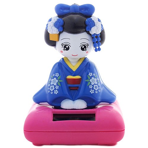 Solar Bobblehead Toy Figure, Maiko Geisha - Blue by UFindings [並行輸入品]