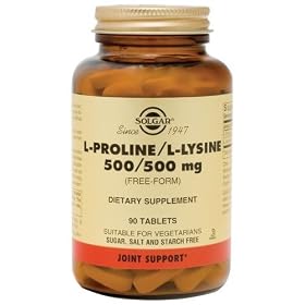 L-Proline/L-Lysine Tablets (500/500 mg) By Solgar - 90 Count