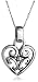 Sterling Silver Open Filigree Heart Pendant, 18"