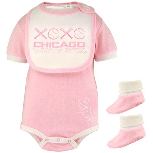 MLB Infant/Toddler Boys' Chicago White Sox Onesie Bib & Bootie (Pink, 3-6 Months)