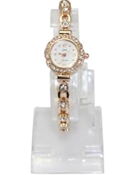 Womens Round Shaped Luxury Quartz Analog Super Watch Wristwatch Stainless Steel Top New Gold