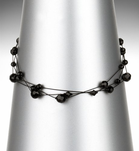 Triple Layer Jet Bead Necklace