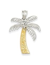 14k Two-tone Palm Tree Pendant