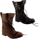 Search : Womens Lace Up Military Boots Side Zip Detail