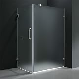36 x 48 Frameless Shower Enclosure Finish: Brushed Nickel, Glass Type / Door Configuration: Frosted / Right Hinged Door