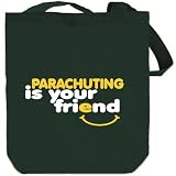 Parachuting IS YOU FRIEND Green Canvas Tote Bag Unisex