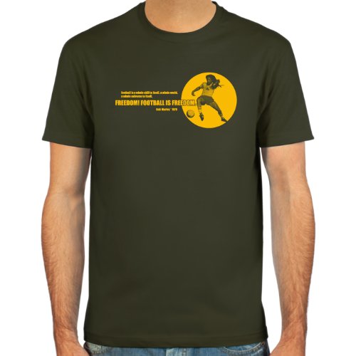 T-Shirt Bob Marley ::: Farbauswahl: schwarz, oliv oder navy ::: Größen: S-XL ::: Fußball-Kult