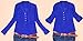 Coromose Women V-neck Chiffon Long Sleeve Shirt Blouse (M, Blue)