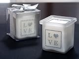 Square Silver Glitter Love Candle - Baby Shower Gifts & Wedding Favors