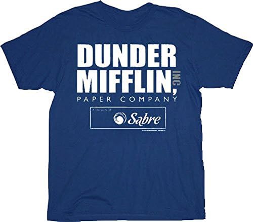 The Office Dunder Mifflin Paper Company Sabre Navy Adult T-shirt Tee (Large)