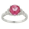 10k White Gold Round Pink Topaz and Diamond Ring (1/10 TDW)