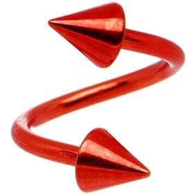 Red Electro Titanium Spiral Twister Cone Belly Ring