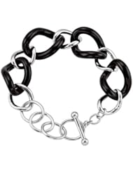 Lux Sterling Silver Genuine Onyx Link Bracelet