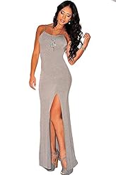 Sexy Polyester/Spandex Cutout Lace Checkered Print Maxi Dress 