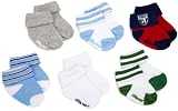 Little Me Baby-Boys Newborn Flat Knit 6 Pair Cuffed Socks With Prints