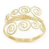 Gold Plated Textured 'Spiral' Upper Arm Bracelet Armlet - Adjustable