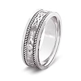 14k White Gold Women's Celtic Design Wedding Ring, 8.5mm