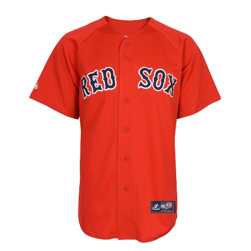 MLB Men's Boston Red Sox Jason Varitek Scarlet Alternate Short Sleeve 6 Button Synthetic Replica Baseball Jersey Spring 2012  (Scarlet, Large)