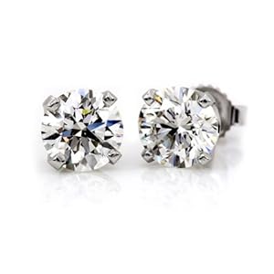 1/2 Ct. tw Diamond Stud Earrings in 14K White Gold (4-Prong Round-Cut I-J I2-I3)
