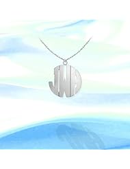 Monogram Necklace 1/2 inch 14K White Gold Personalized Cutout Handcrafted Initial Necklace - Made in USA